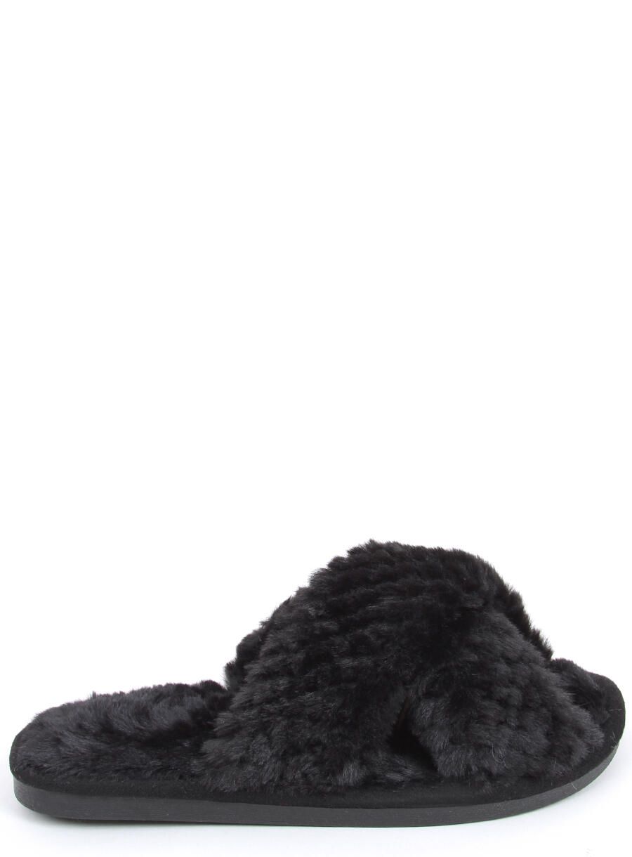 Plüschhausschuhe Schwarz