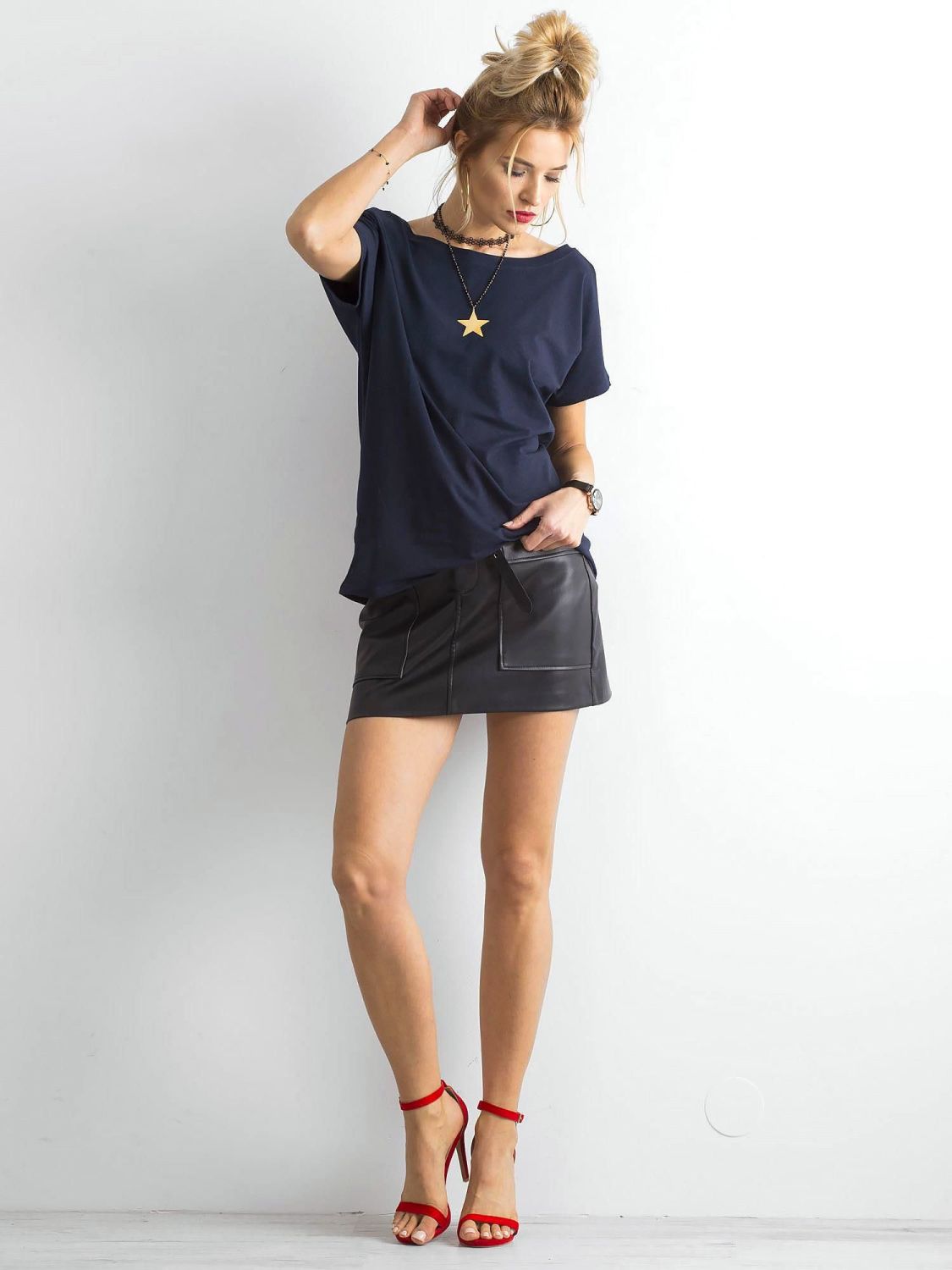 Marineblaues T-Shirt Fire