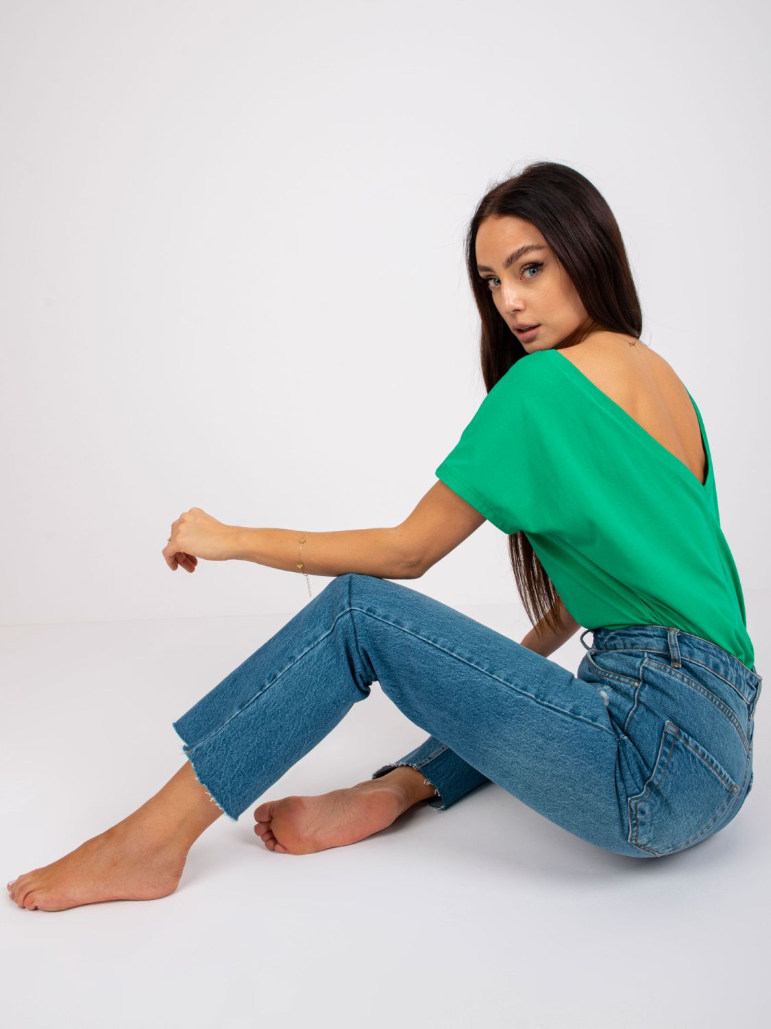 Grünes Basic T-Shirt aus Baumwolle Fire