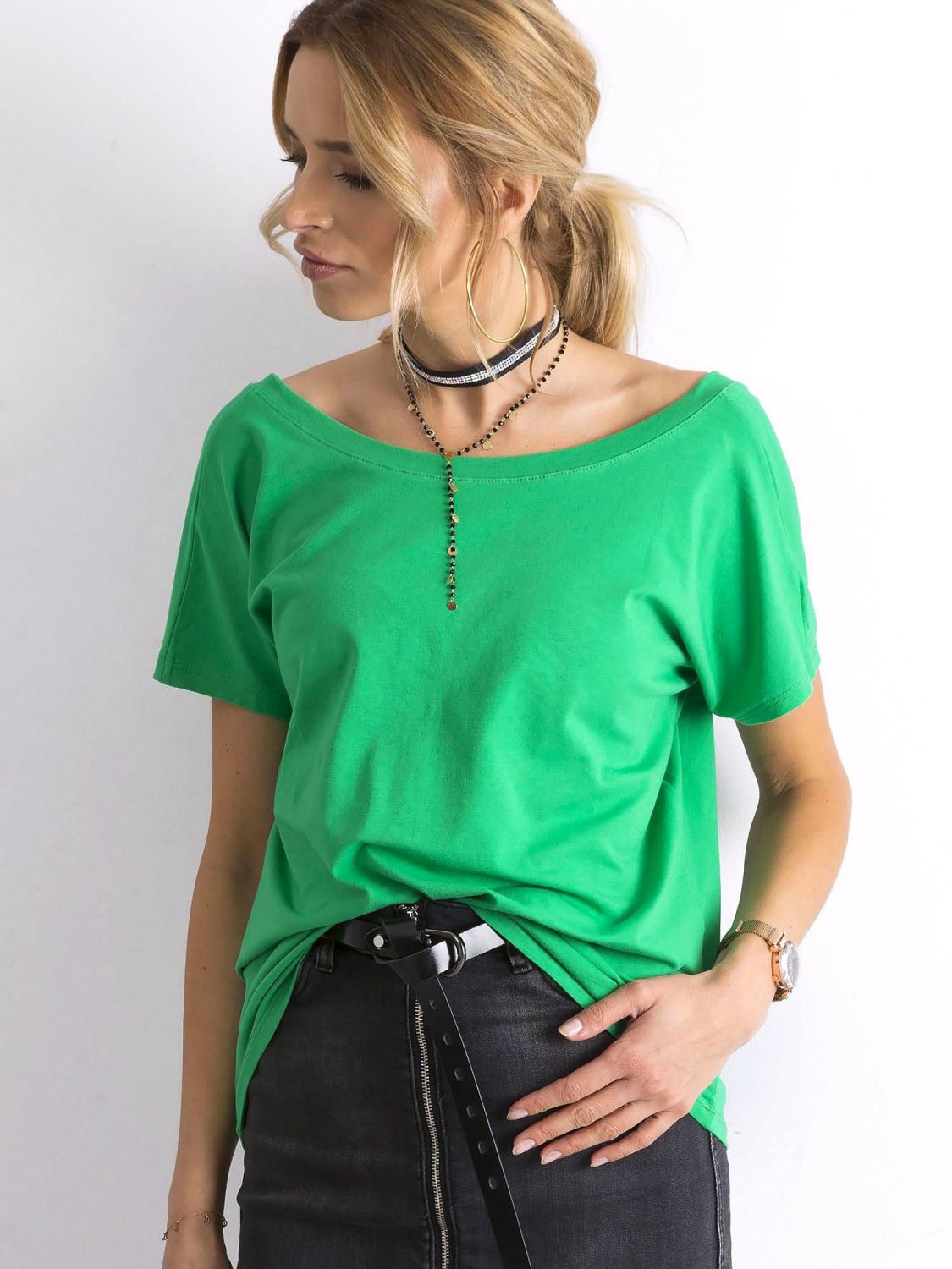 Grünes Basic T-Shirt aus Baumwolle Fire