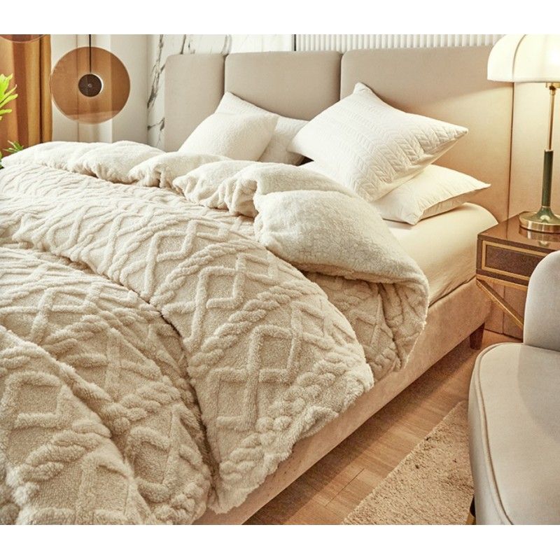 Weiche Plüschdecke XXL 180x220 Creme