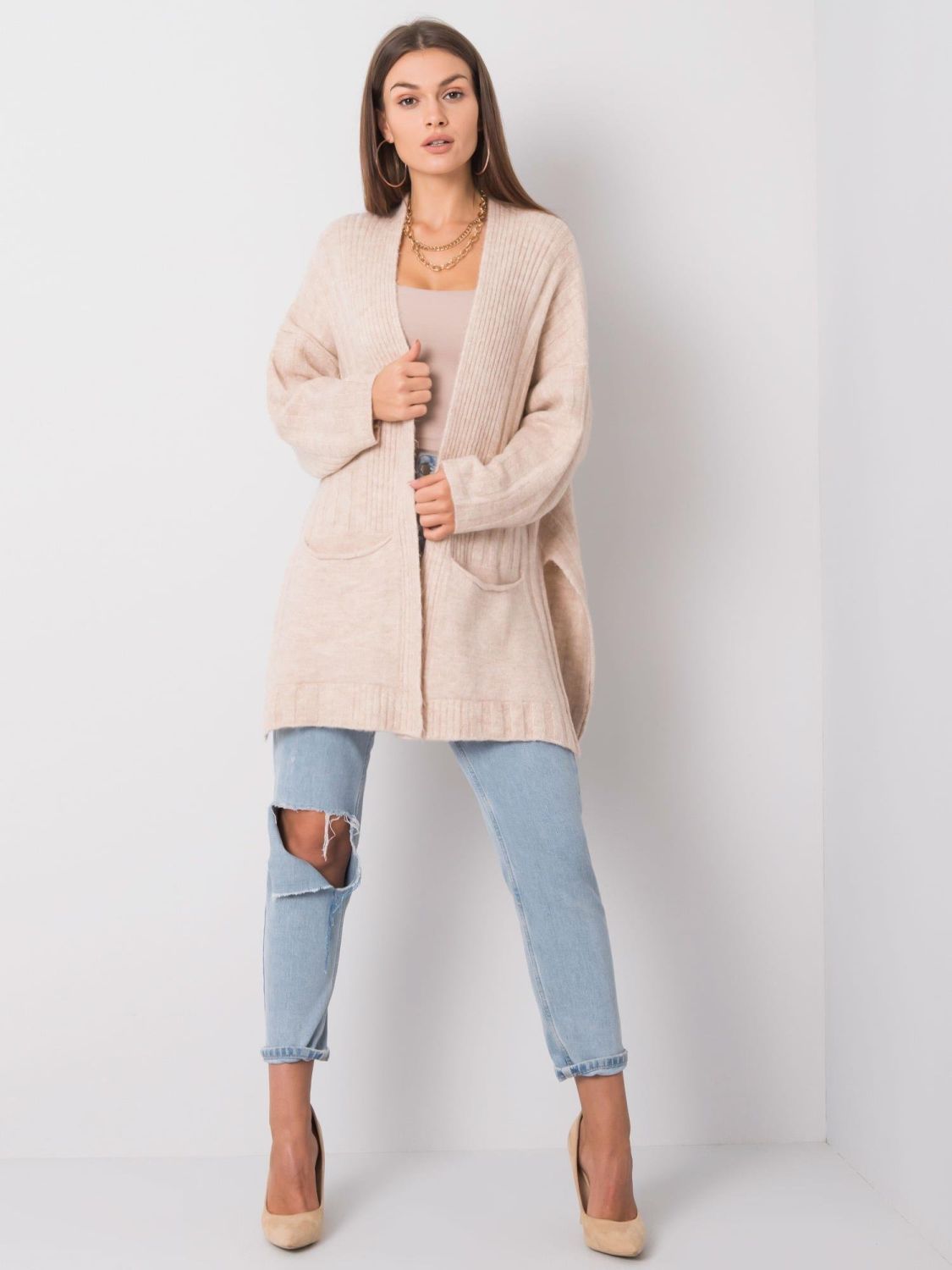 Beiger RUE PARIS Cardigan