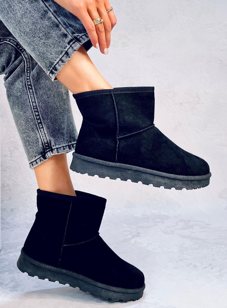 Winter gefütterte Schneestiefel Schwarz