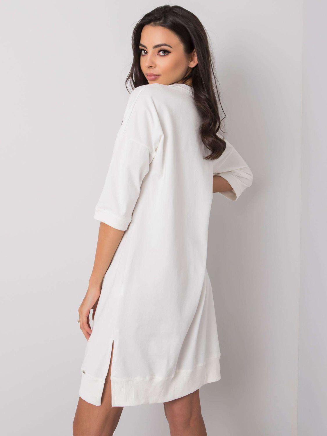 Ecru Baumwollkleid mit Reißverschluss