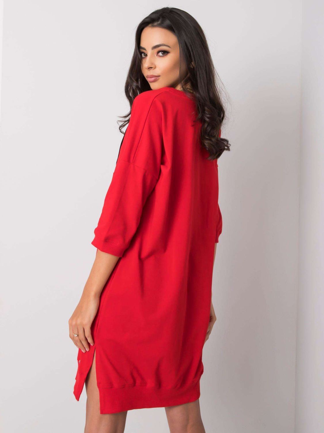 Rotes Baumwollkleid mit Reißverschluss