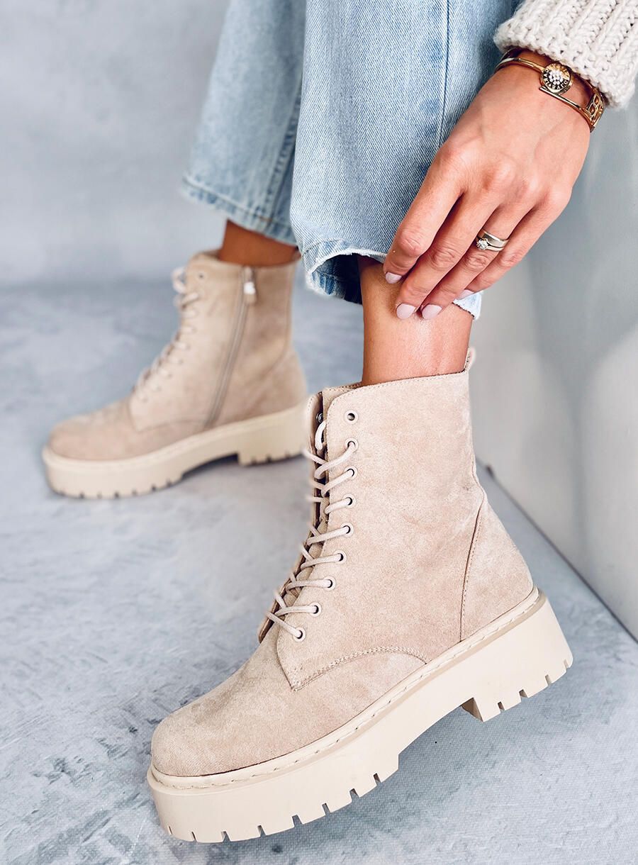 Damen-Schnürschuhe Beige