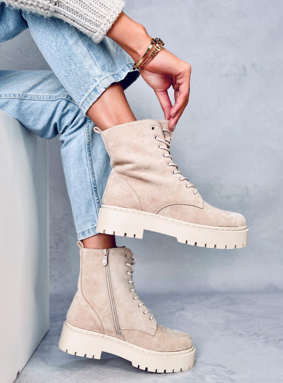 Damen-Schnürschuhe Beige