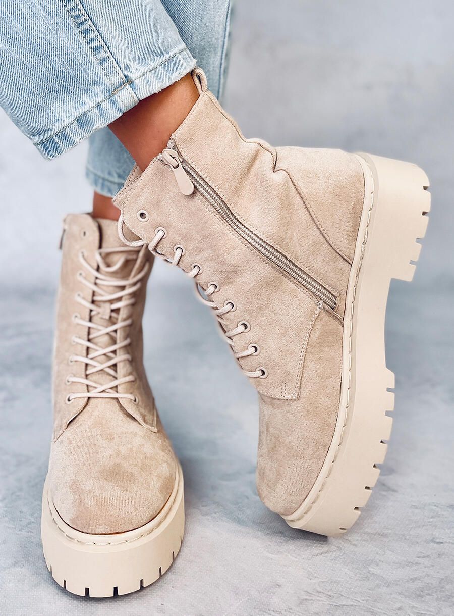 Damen-Schnürschuhe Beige