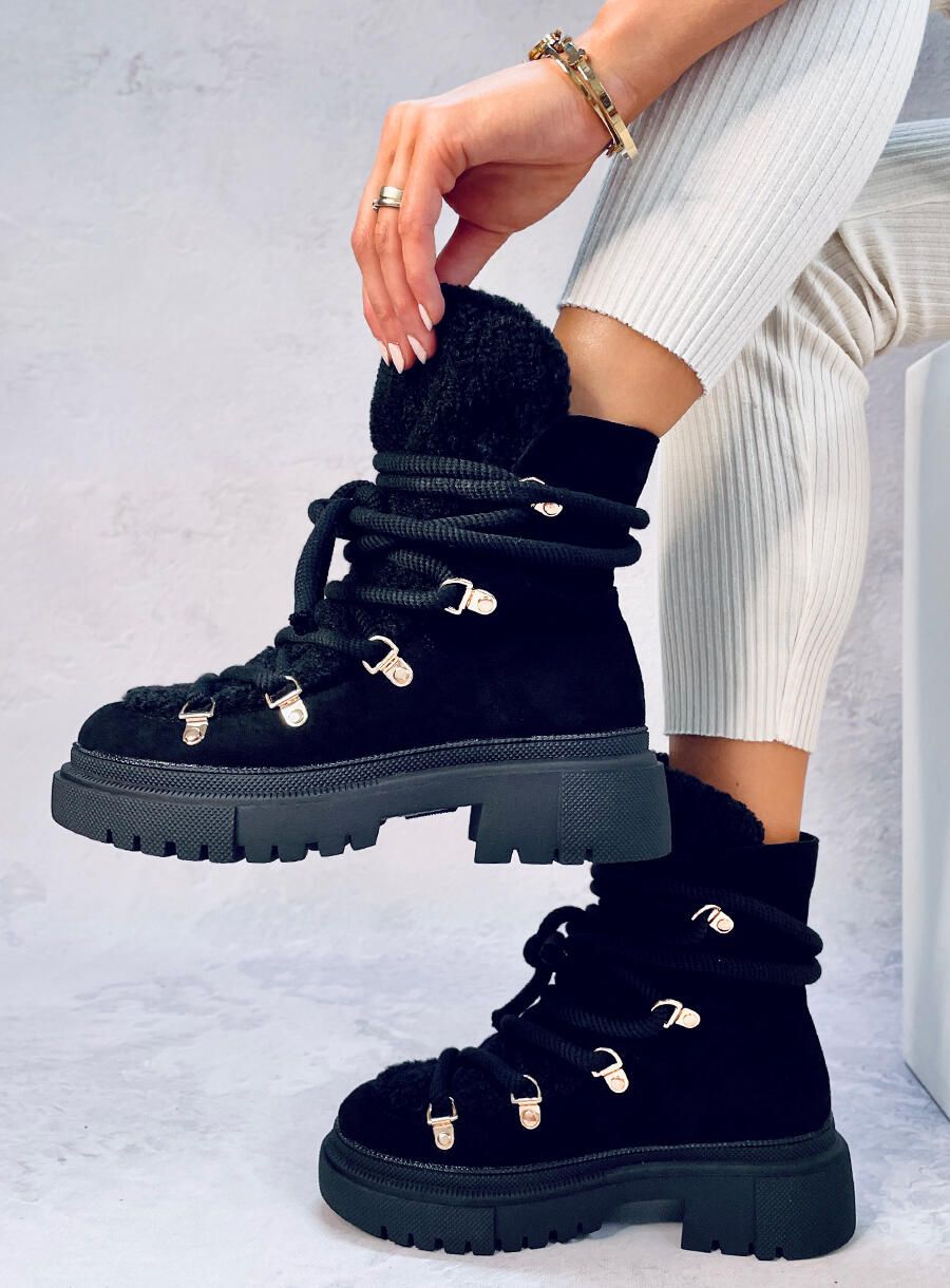 Schneestiefel mit Kunstfell Schwarz