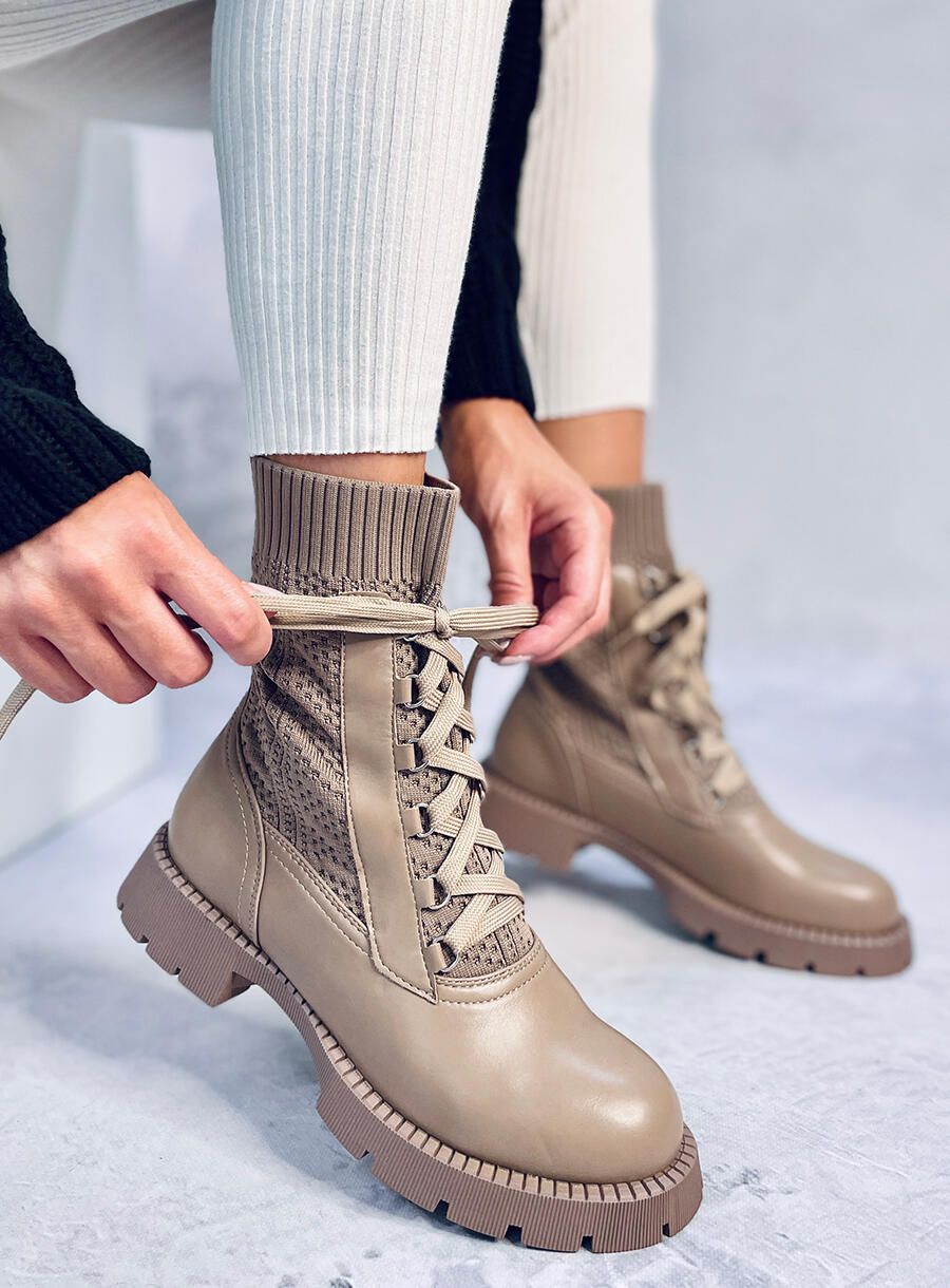 Stiefeletten mit Stoffobermaterial Braun