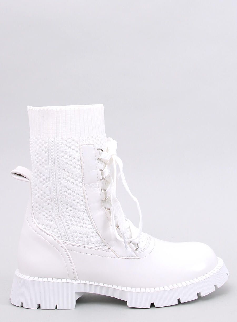 Stiefeletten mit Stoffobermaterial Weiß