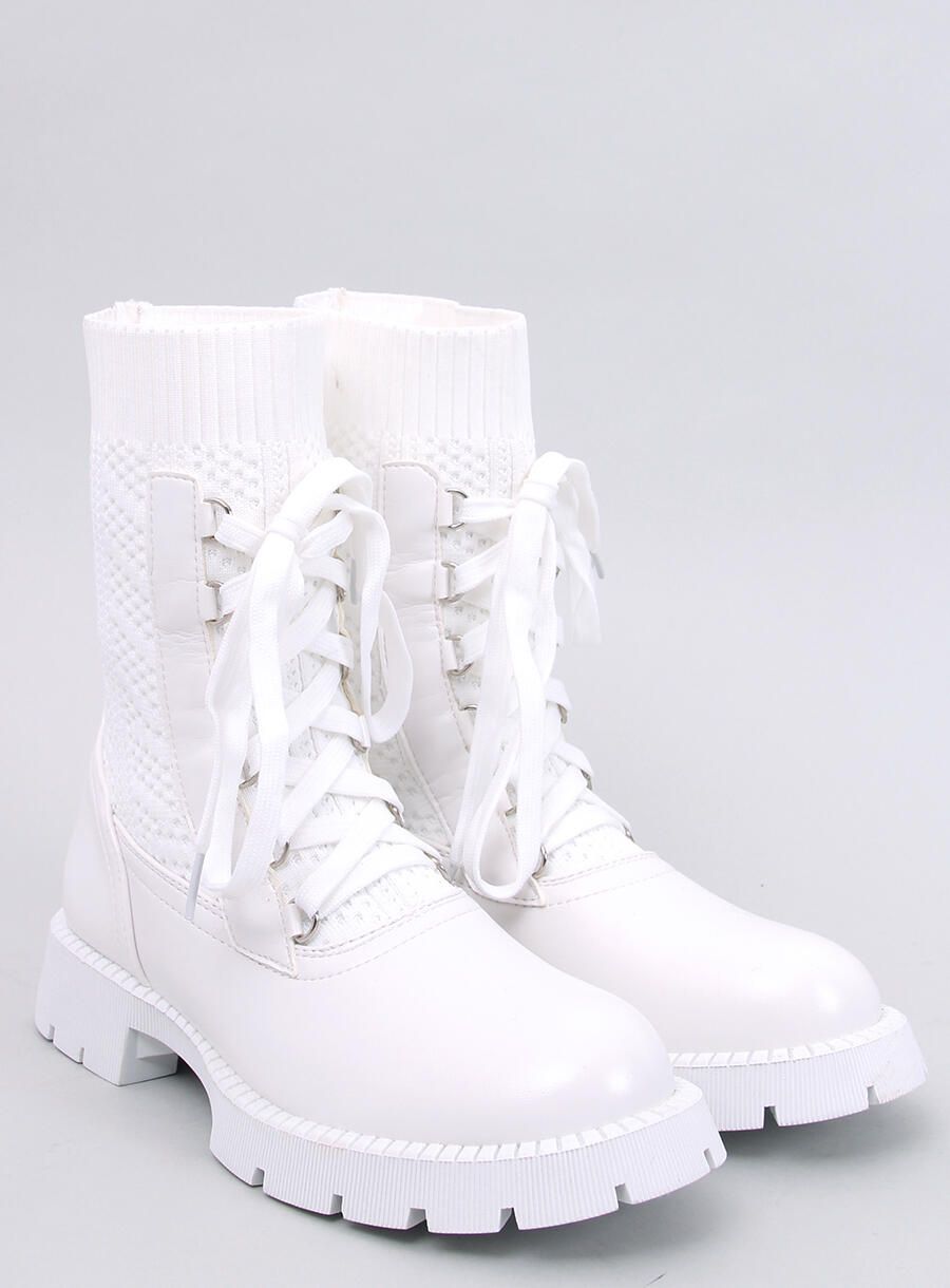 Stiefeletten mit Stoffobermaterial Weiß