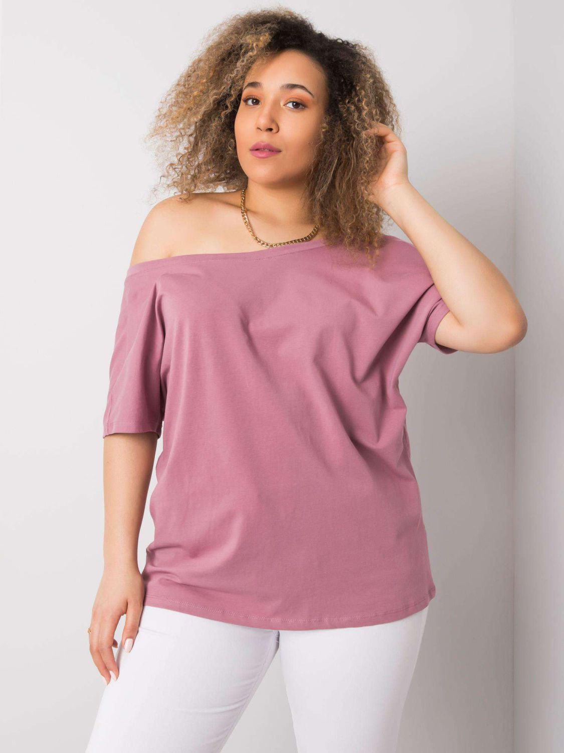 Rosa Plus Size T-Shirt aus Baumwolle