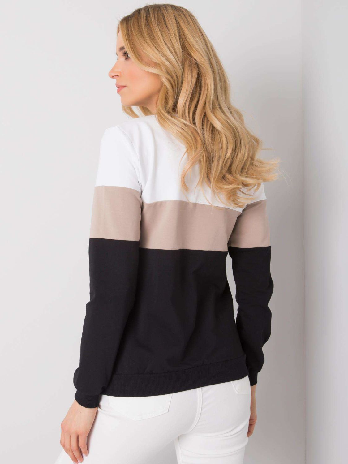Damen Sweatshirt in Schwarz-Beige von RUE PARIS