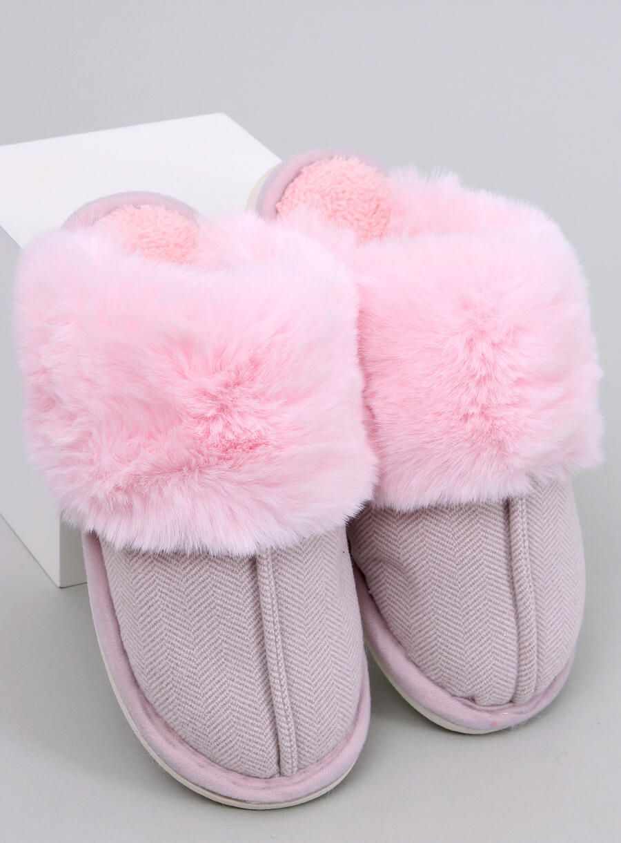 Hausschuhe mit Fischgrätenmuster Hellrosa