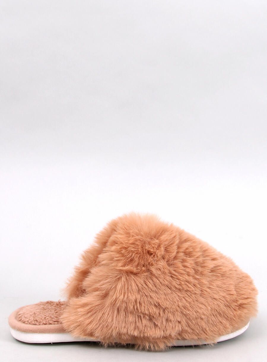 Hausschuhe mit Kunstfell in Camel