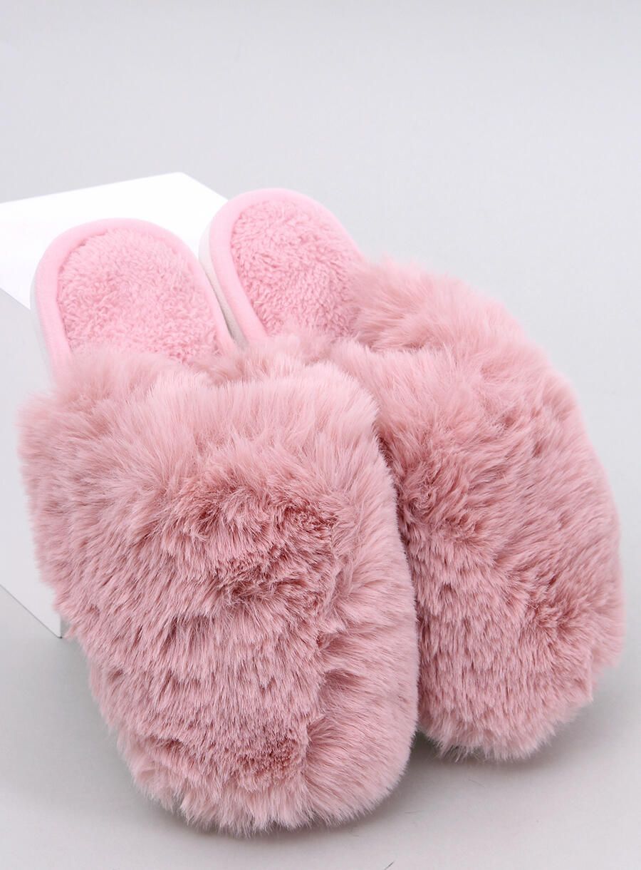 Hausschuhe mit Kunstfell in Rosa