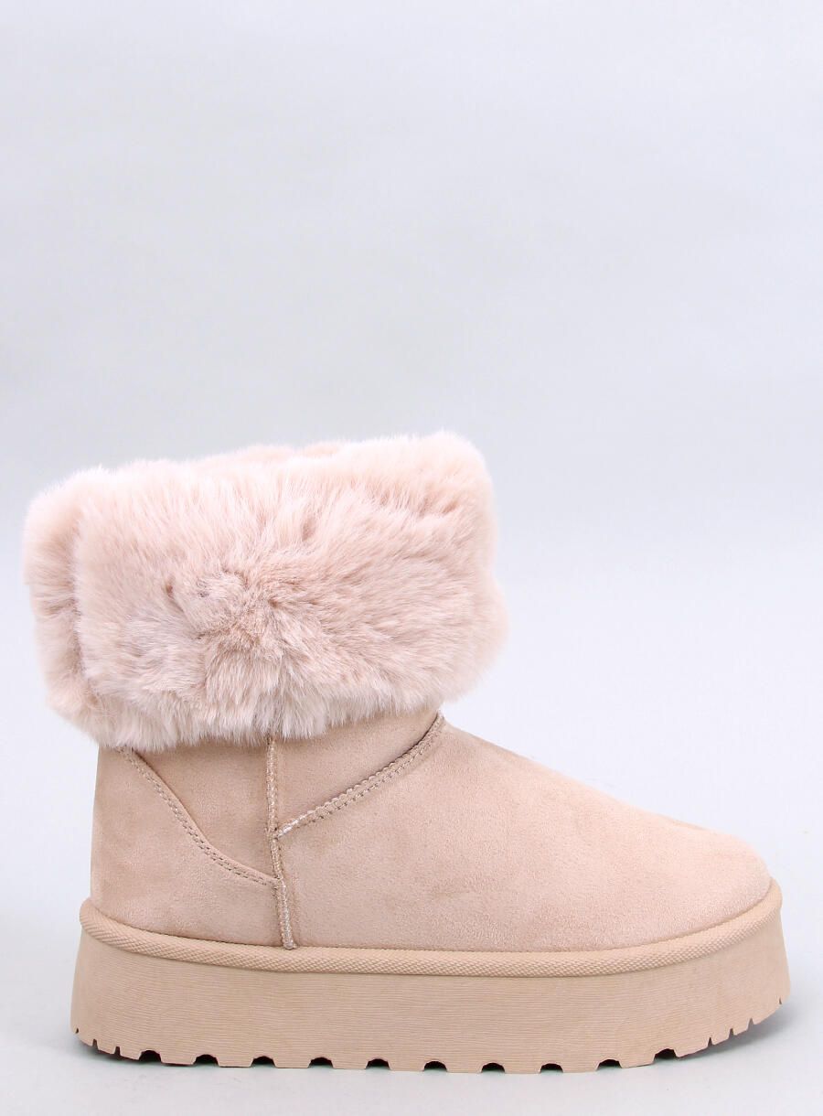 Wildleder-Schneestiefel mit Kunstfell Beige