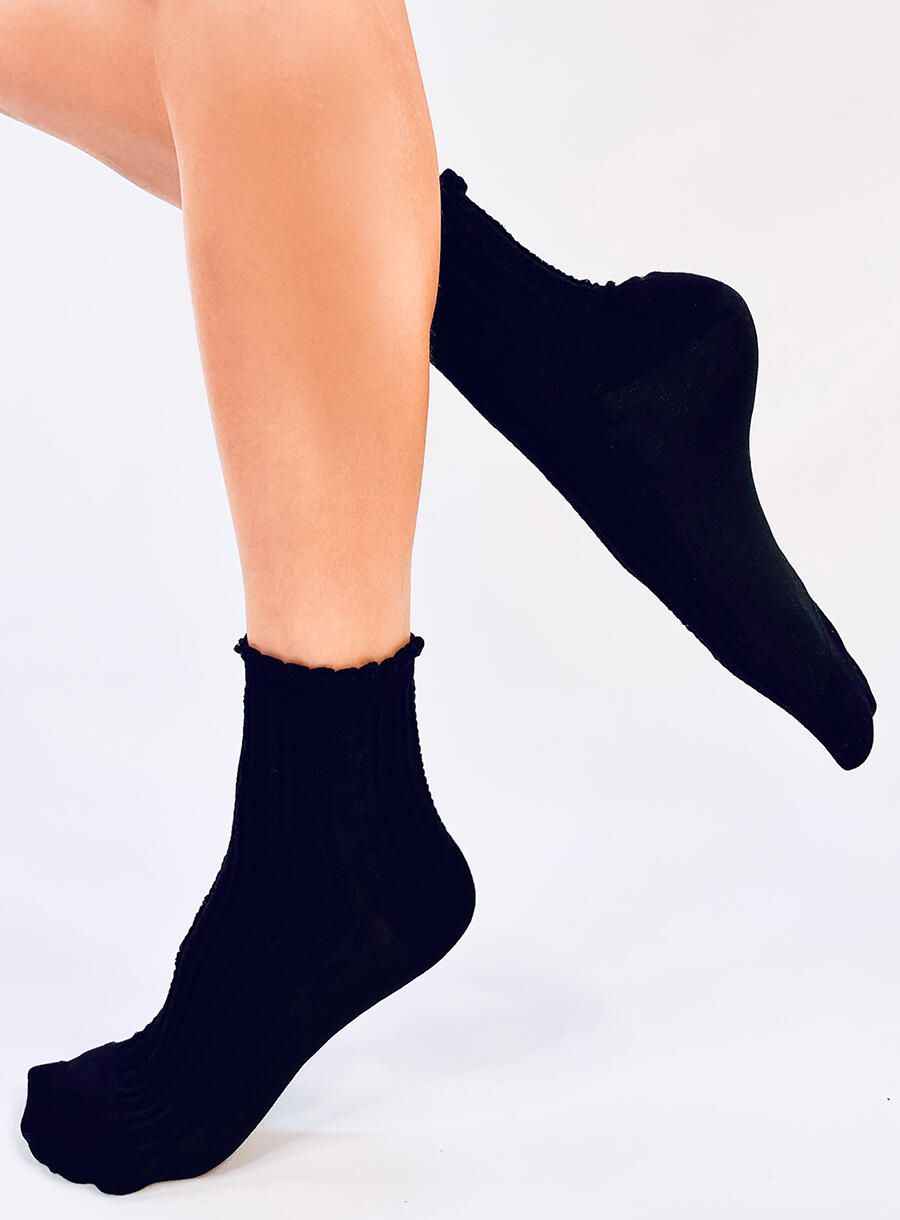 Damensocken mit Volant Schwarz