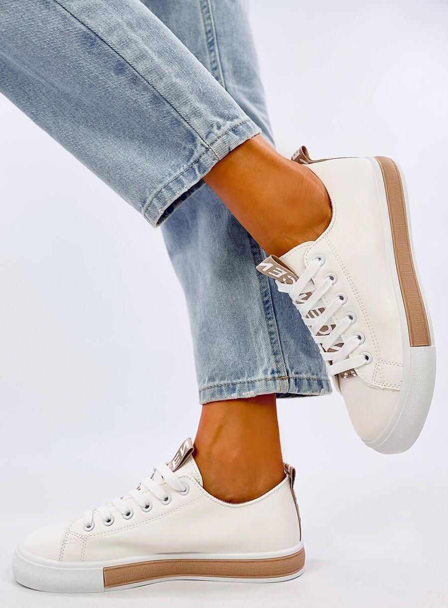 Sneakers aus Öko-Leder CELIA weiß/champagner