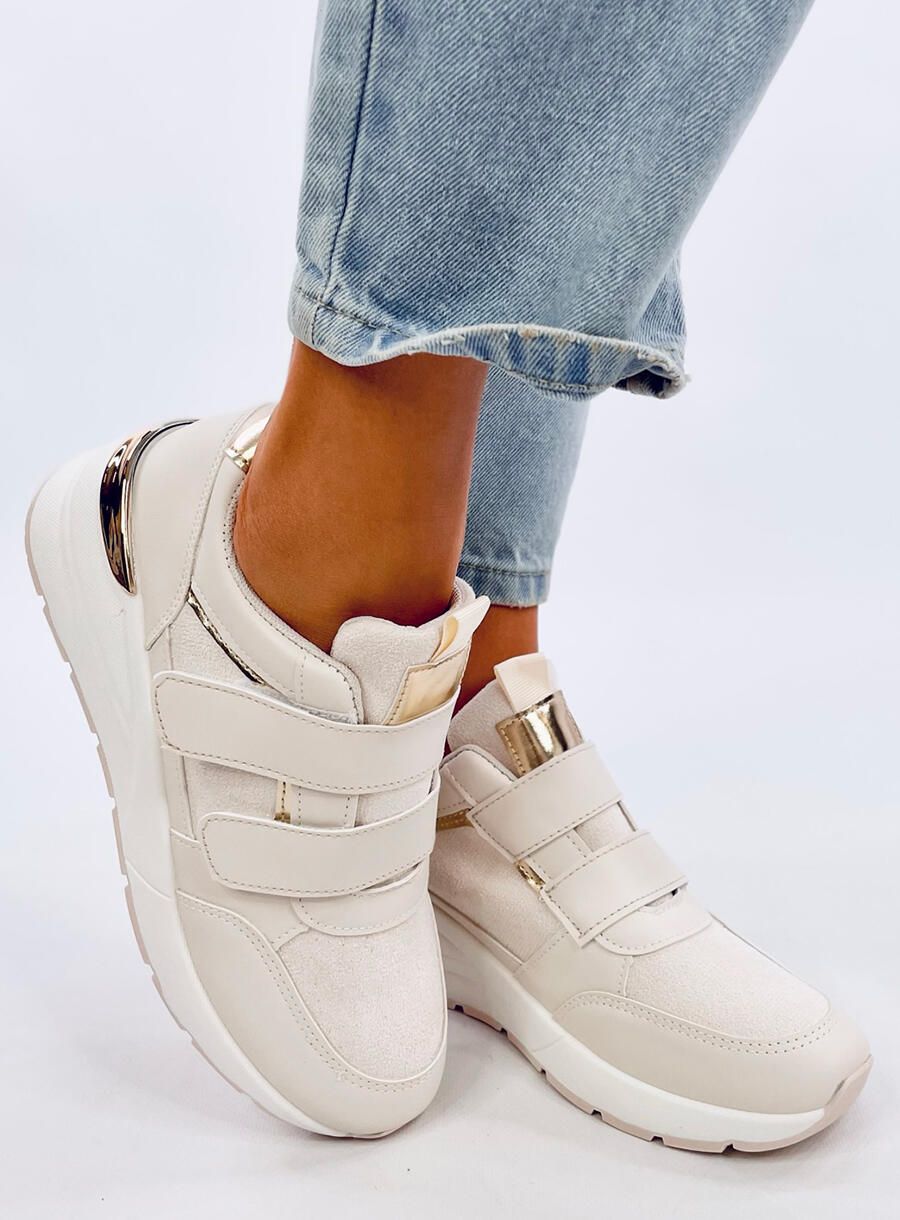 Sneaker mit Klettverschluss Ecru