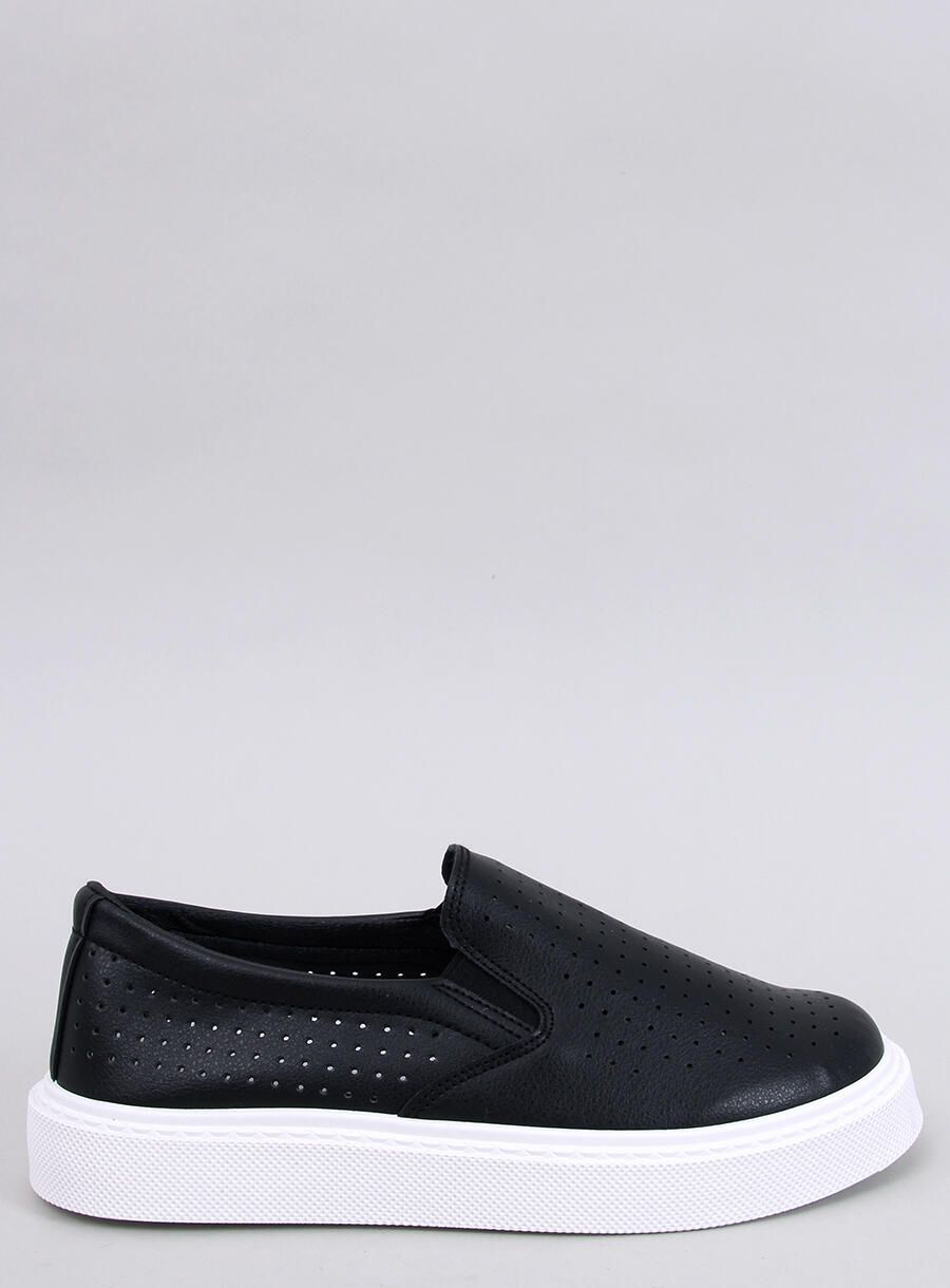 Perforierte Slip-On-Sneaker Schwarz