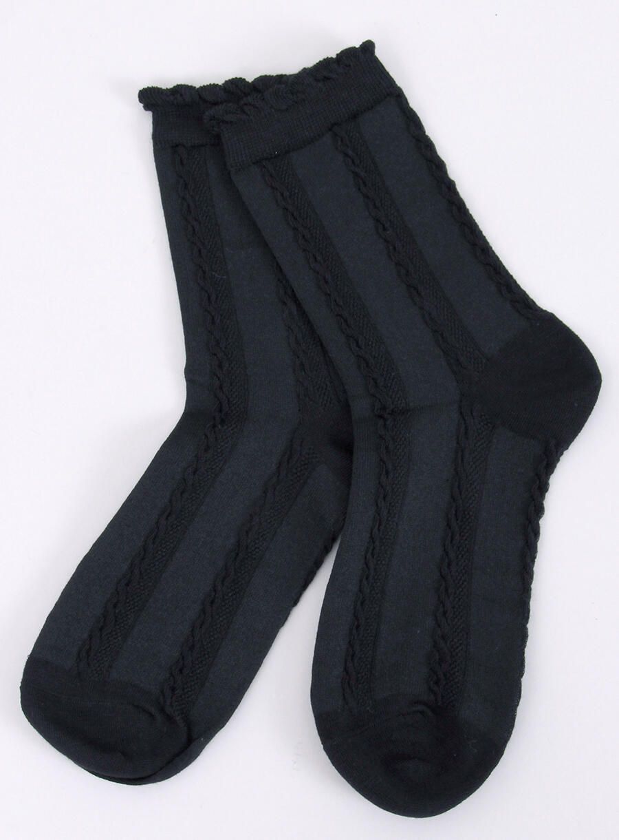 Socken mit Strickmuster 01 Schwarz