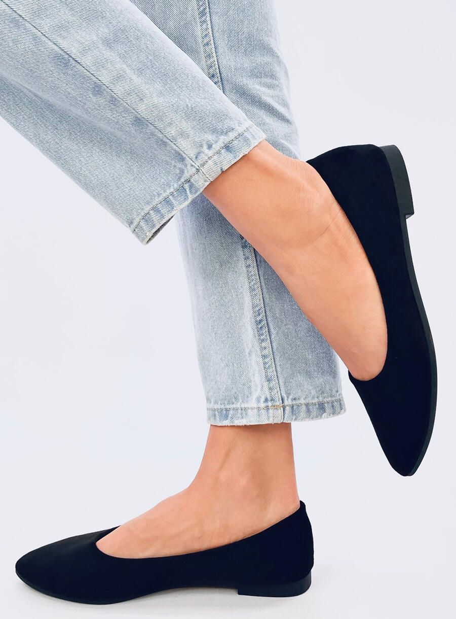 Wildleder-Ballerinas Schwarz