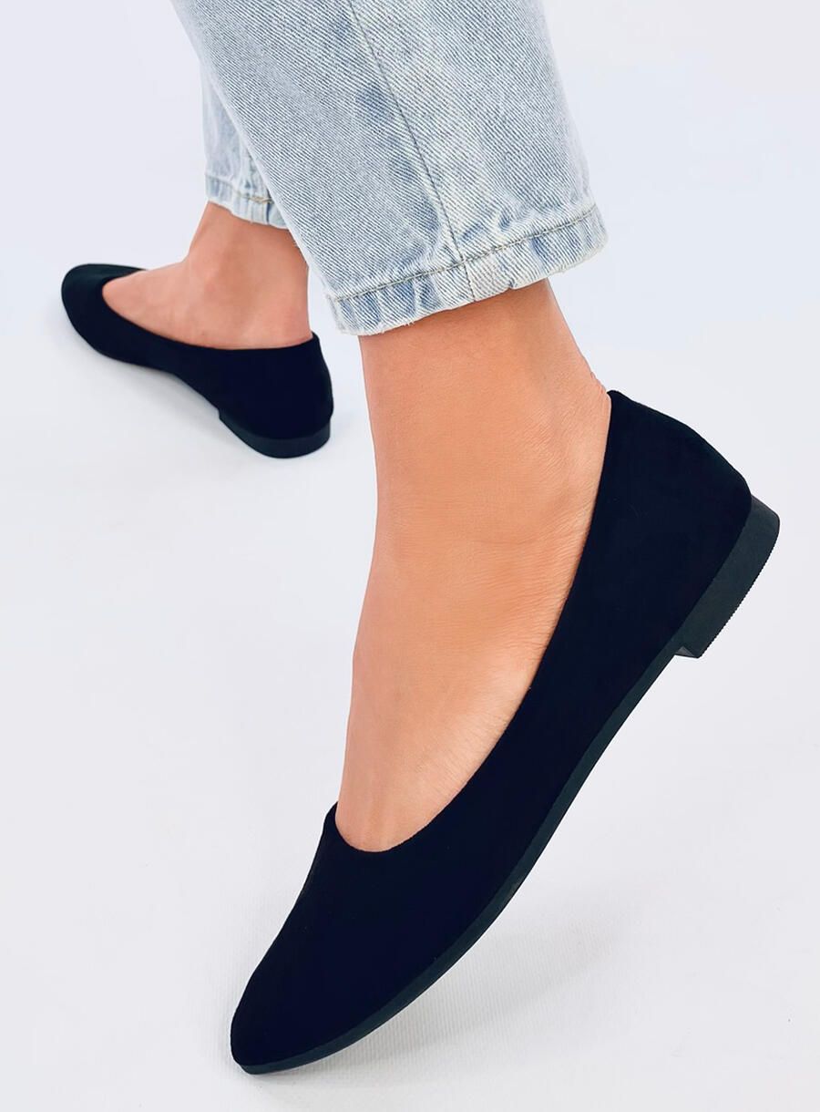 Wildleder-Ballerinas Schwarz