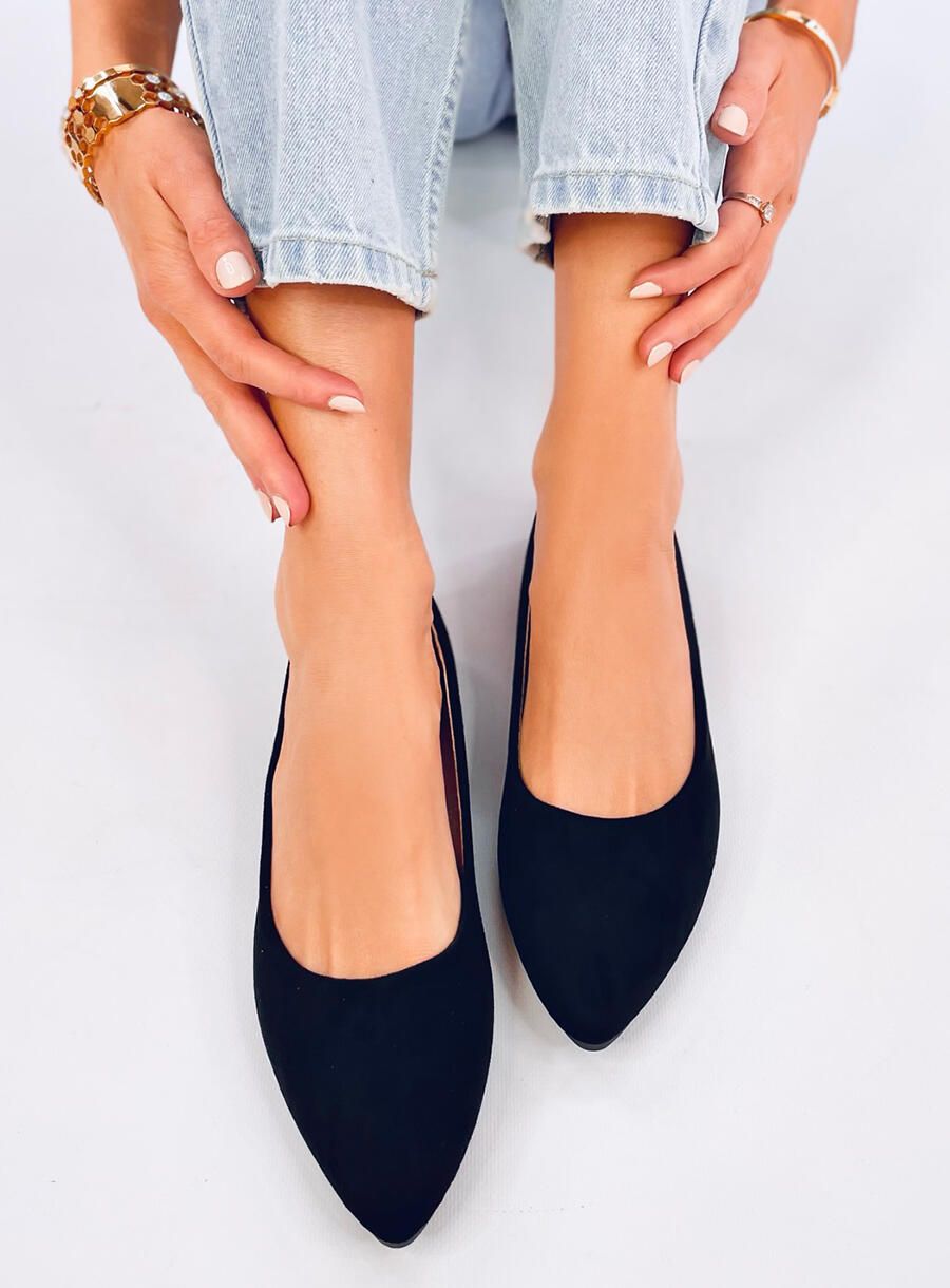 Wildleder-Ballerinas Schwarz