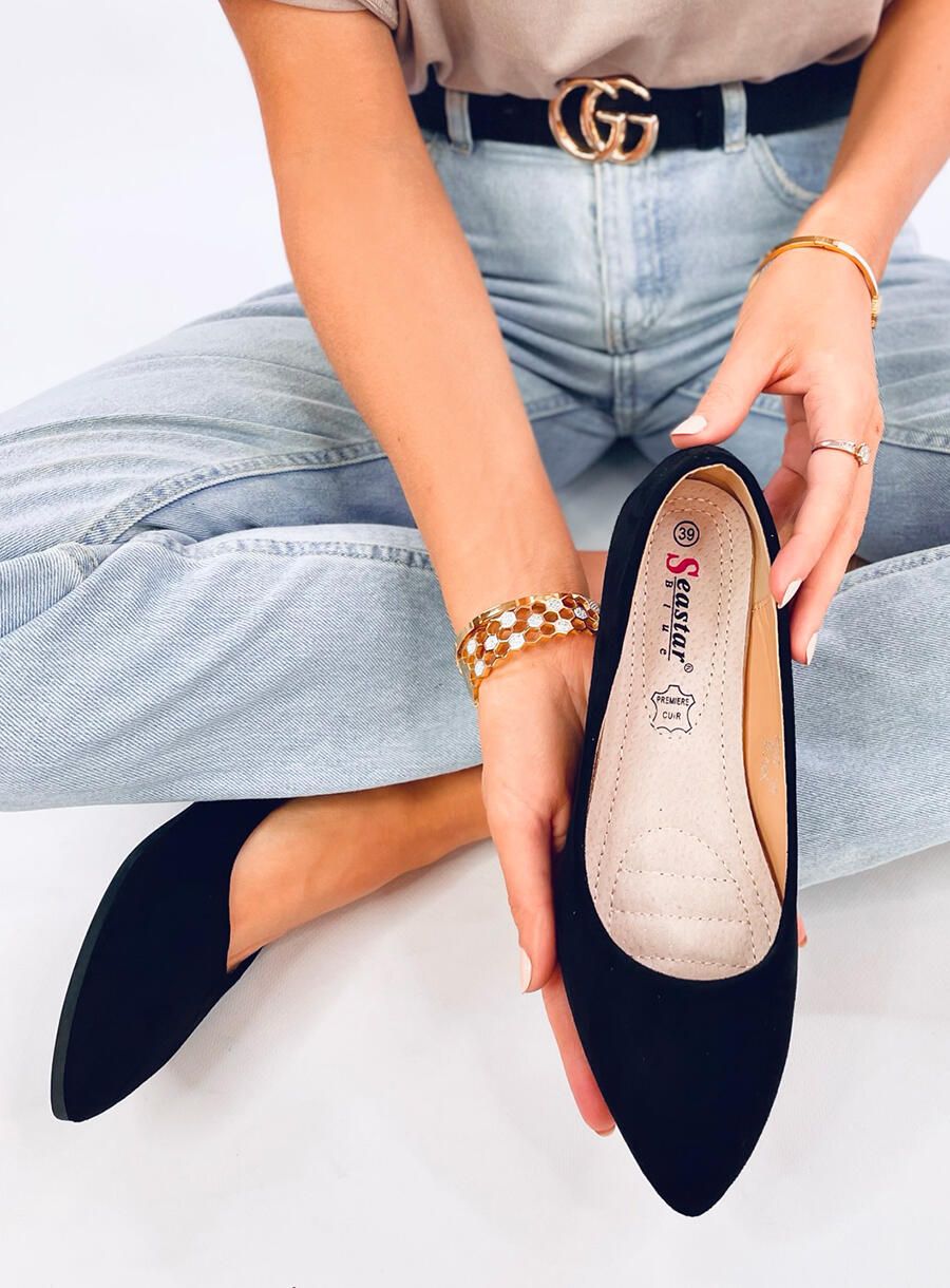 Wildleder-Ballerinas Schwarz