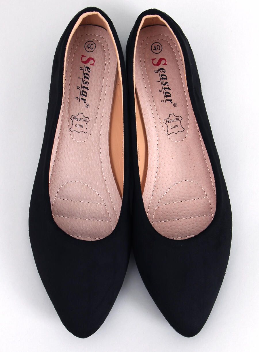 Wildleder-Ballerinas Schwarz