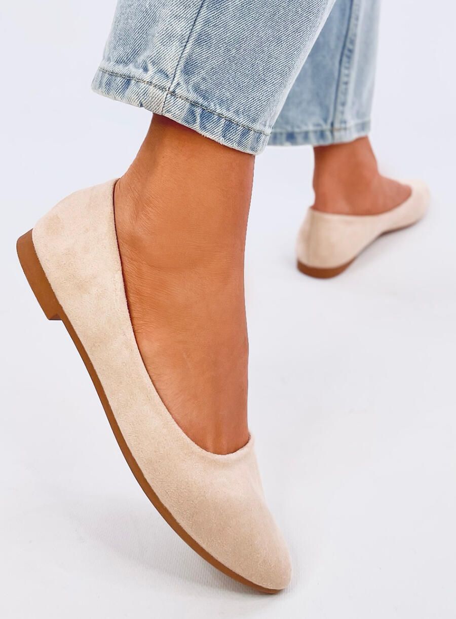 Beige Wildleder-Ballerinas