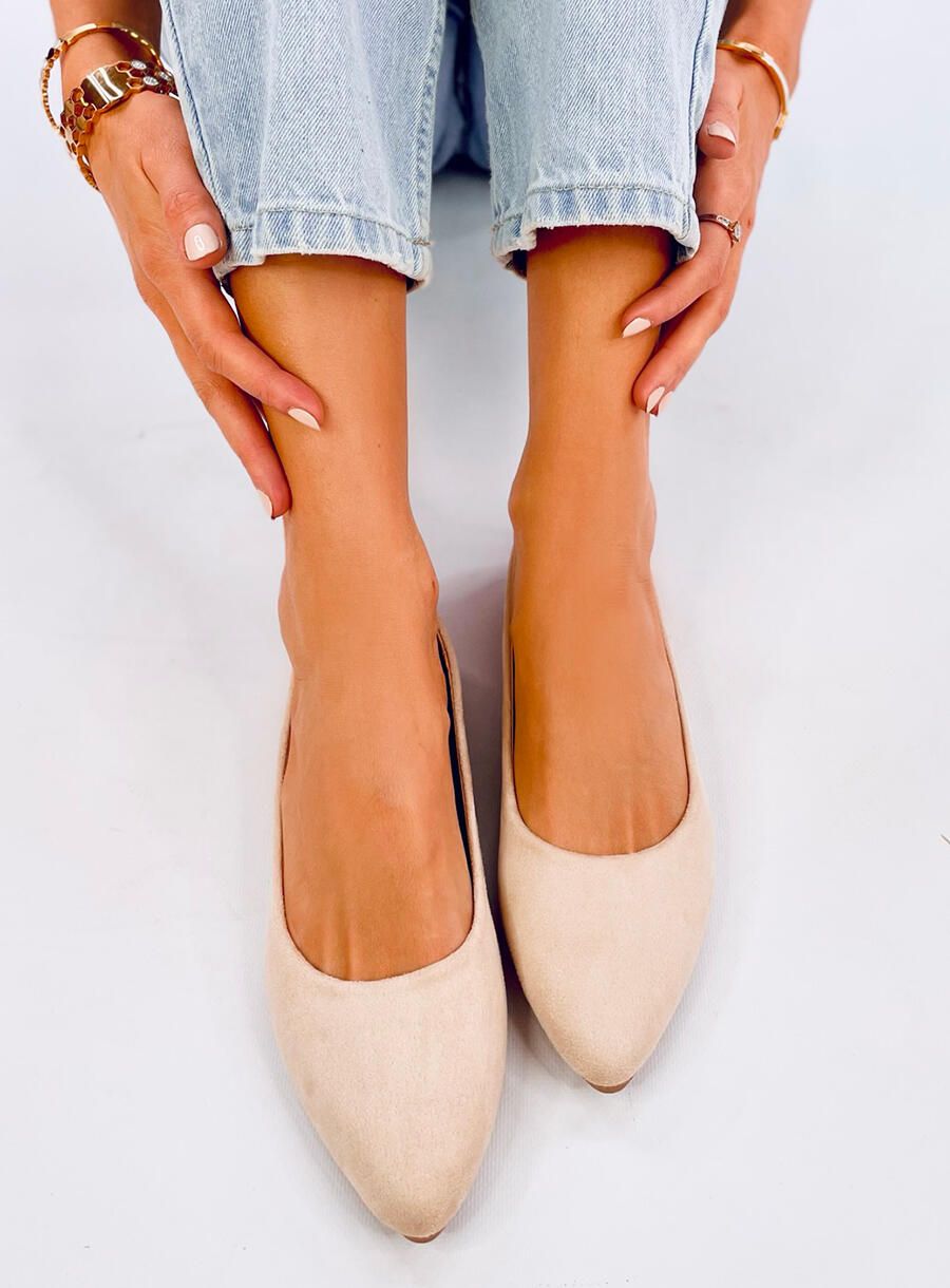 Beige Wildleder-Ballerinas
