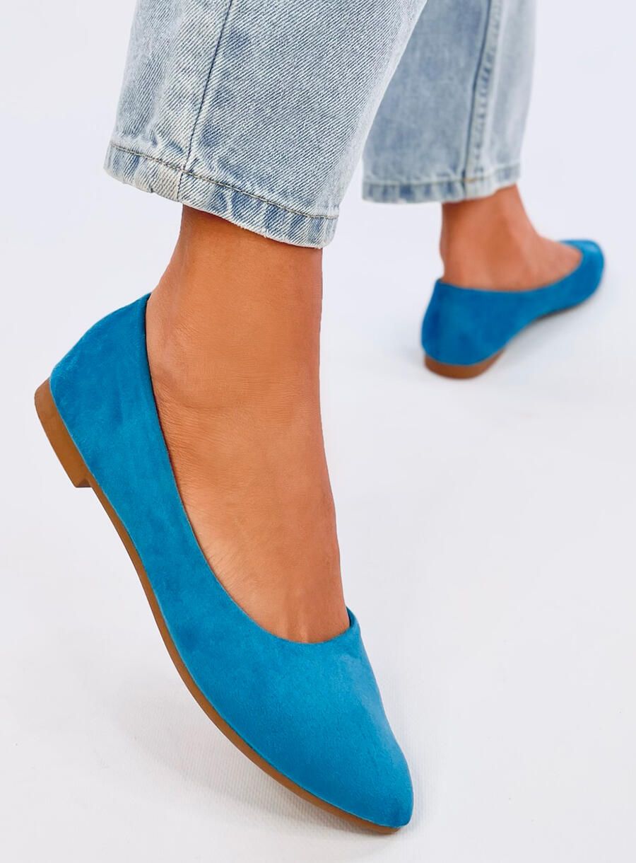 Wildleder-Ballerinas Hellblau