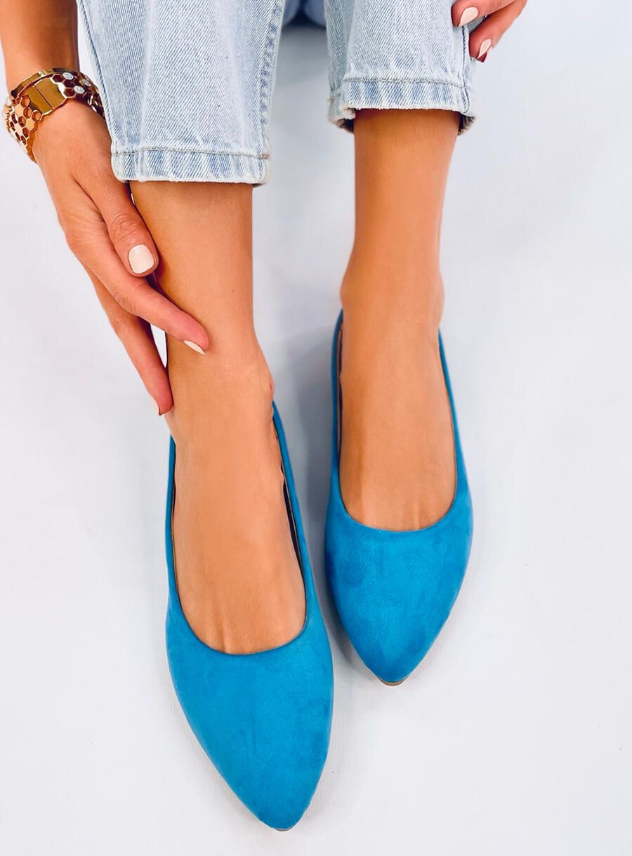 Wildleder-Ballerinas Hellblau
