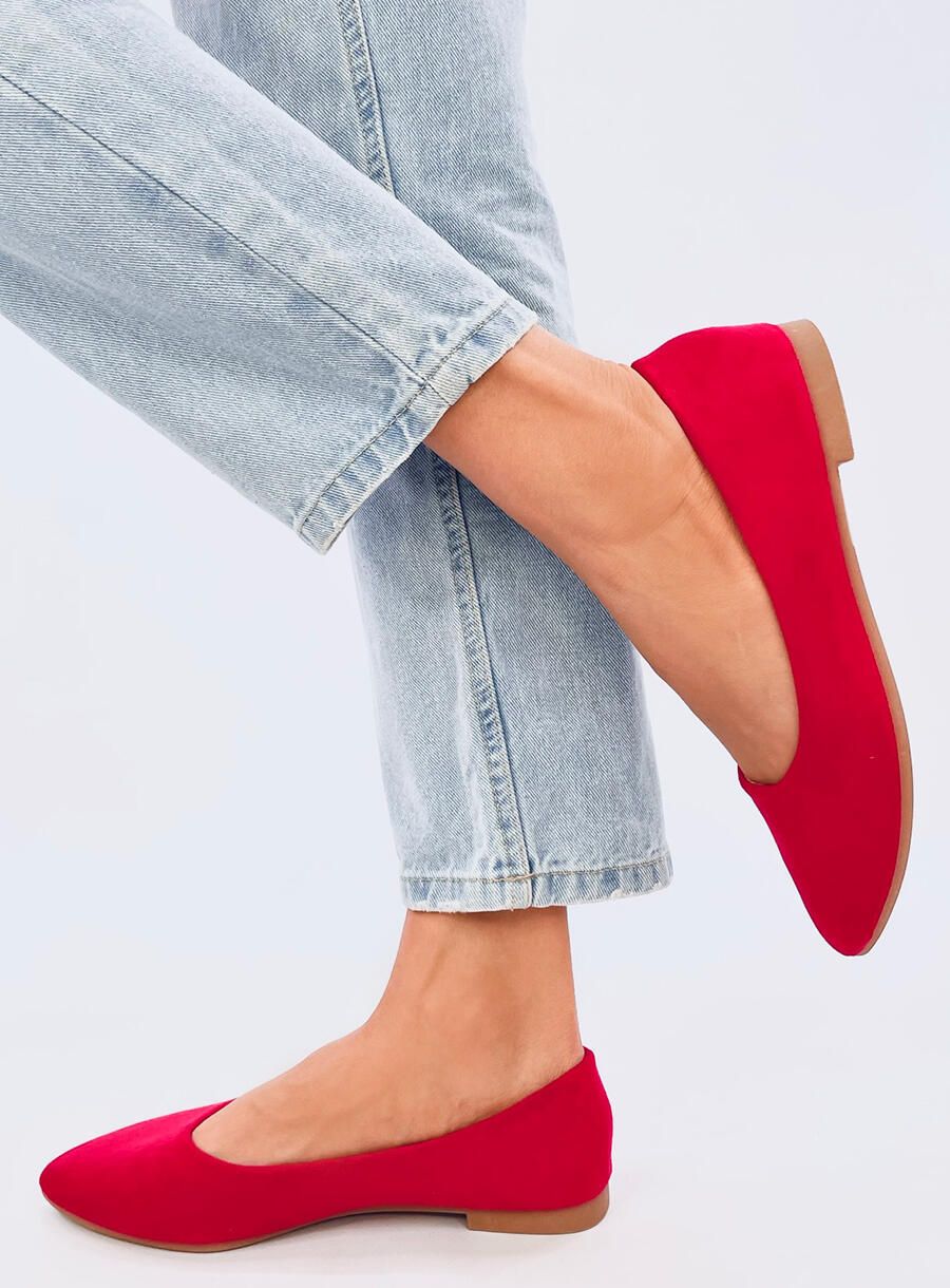 Wildleder-Ballerinas Rot