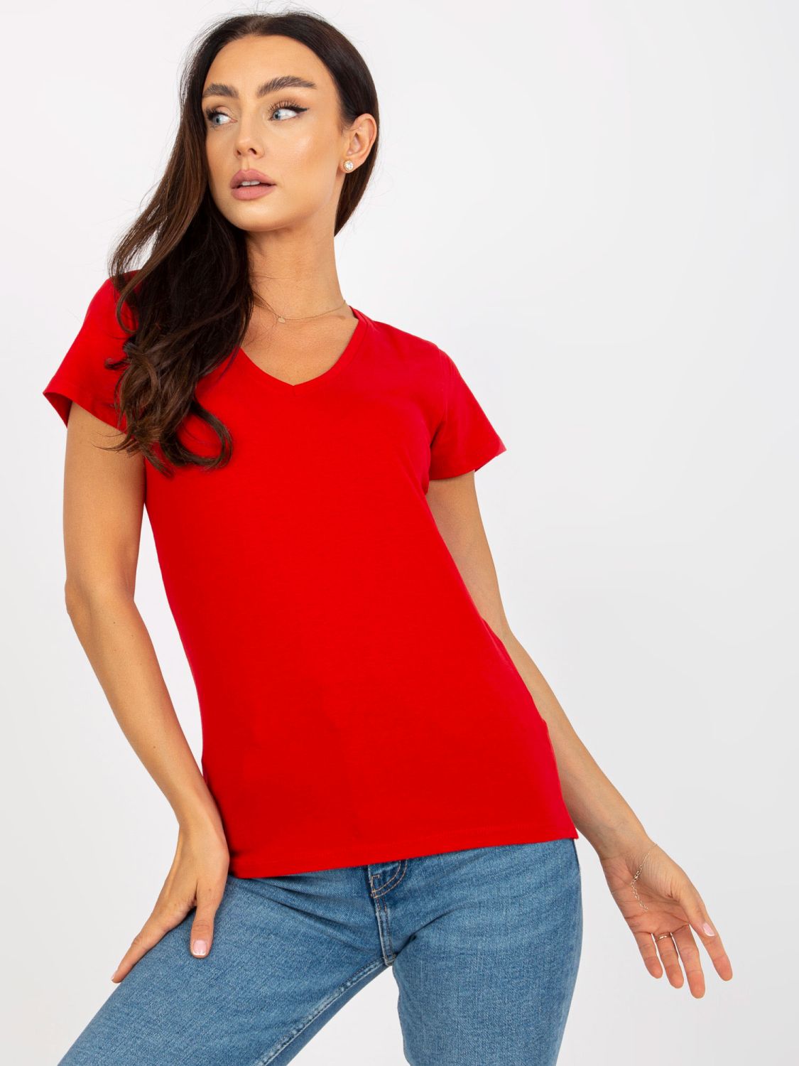 Rotes Damen T-Shirt mit kurzen Ärmeln