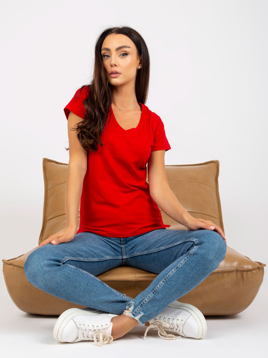 Rotes Damen T-Shirt mit kurzen Ärmeln