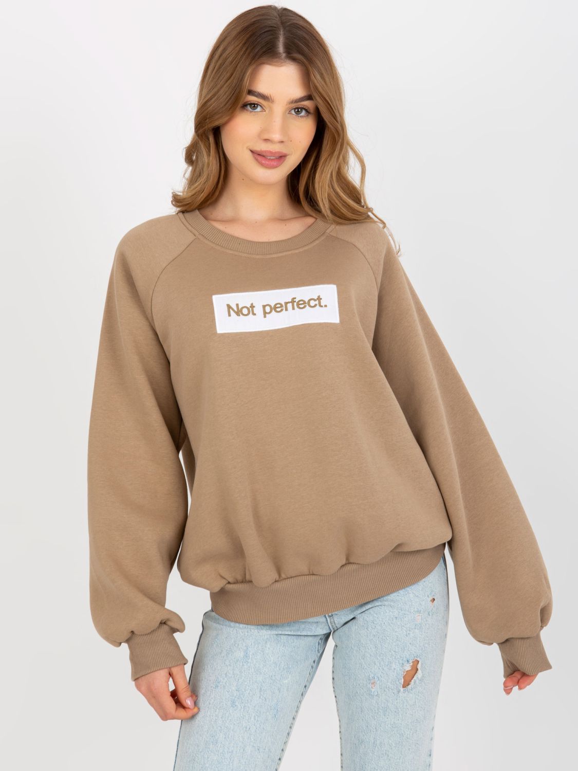 Dunkelbeige Sweatshirt ohne Kapuze