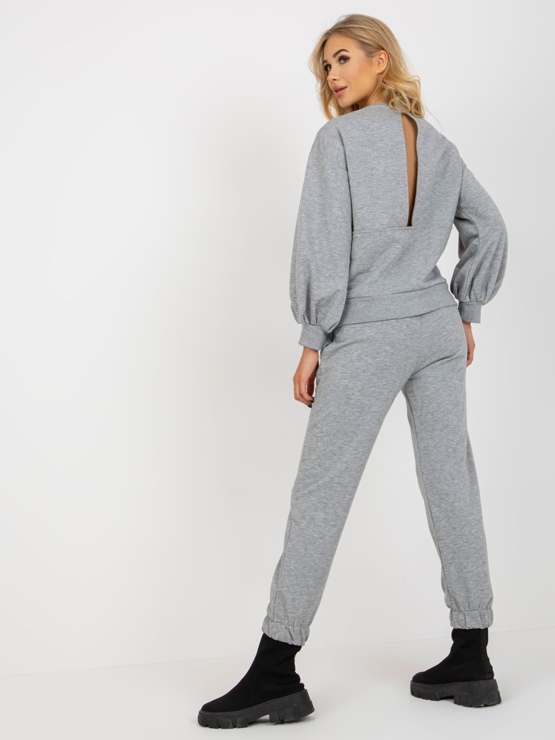 Grau Damen Casual Set mit Sweatshirt und Hose