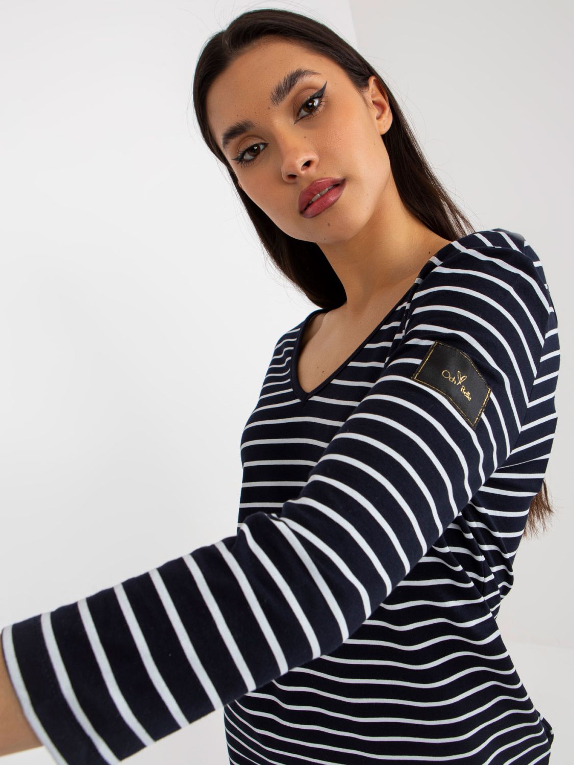 Blau-weiße gestreifte Sweatkleid OCH BELLA