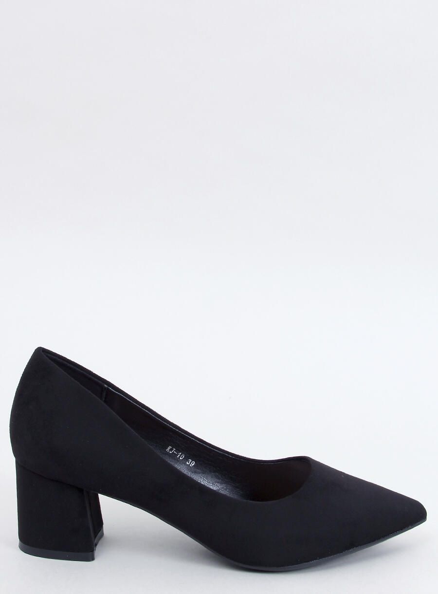 Wildlederpumps mit breitem Absatz Schwarz