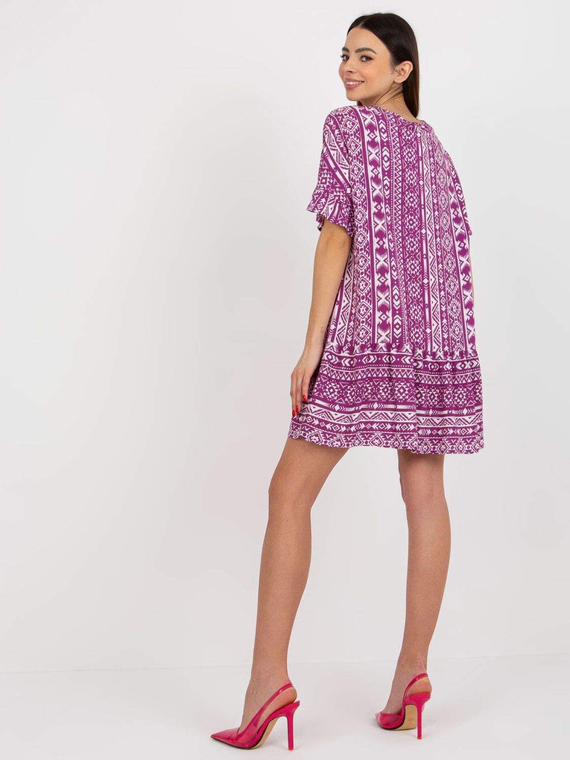 Lila Boho Kleid mit Muster aus Viskose SUBLEVEL