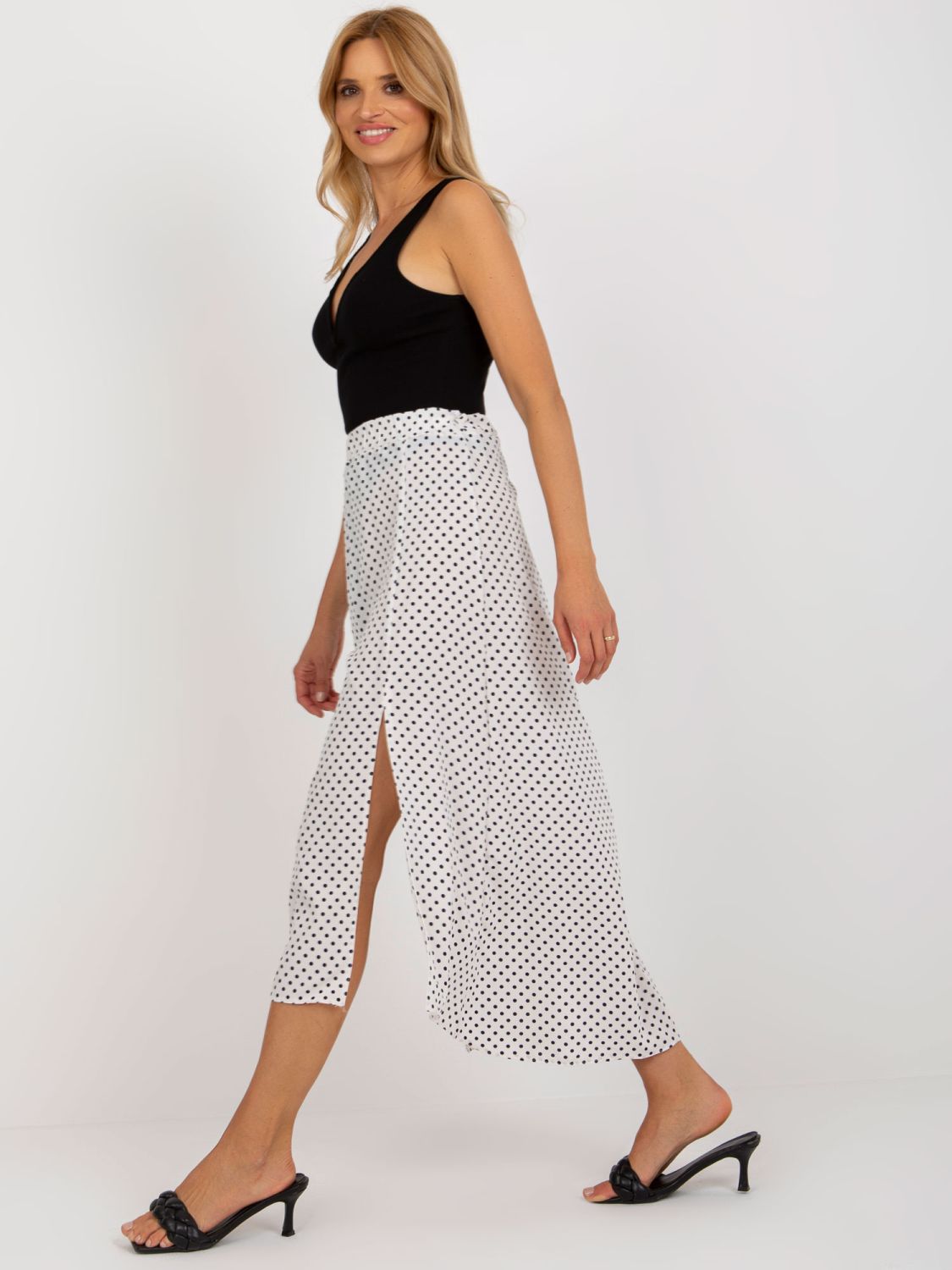 Asymmetrischer blau-weißer Rock mit Print von RUE PARIS