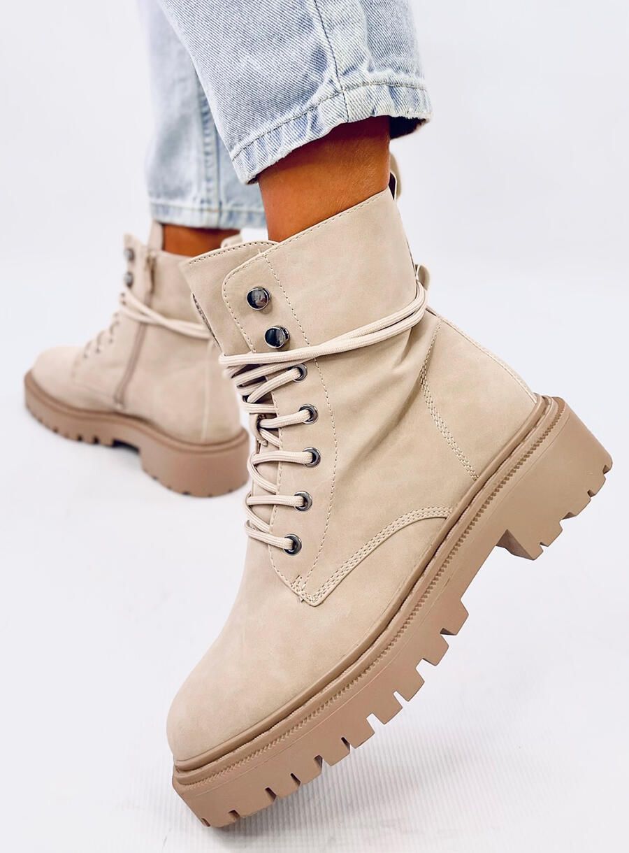 Schnürstiefeletten EMMA Beige