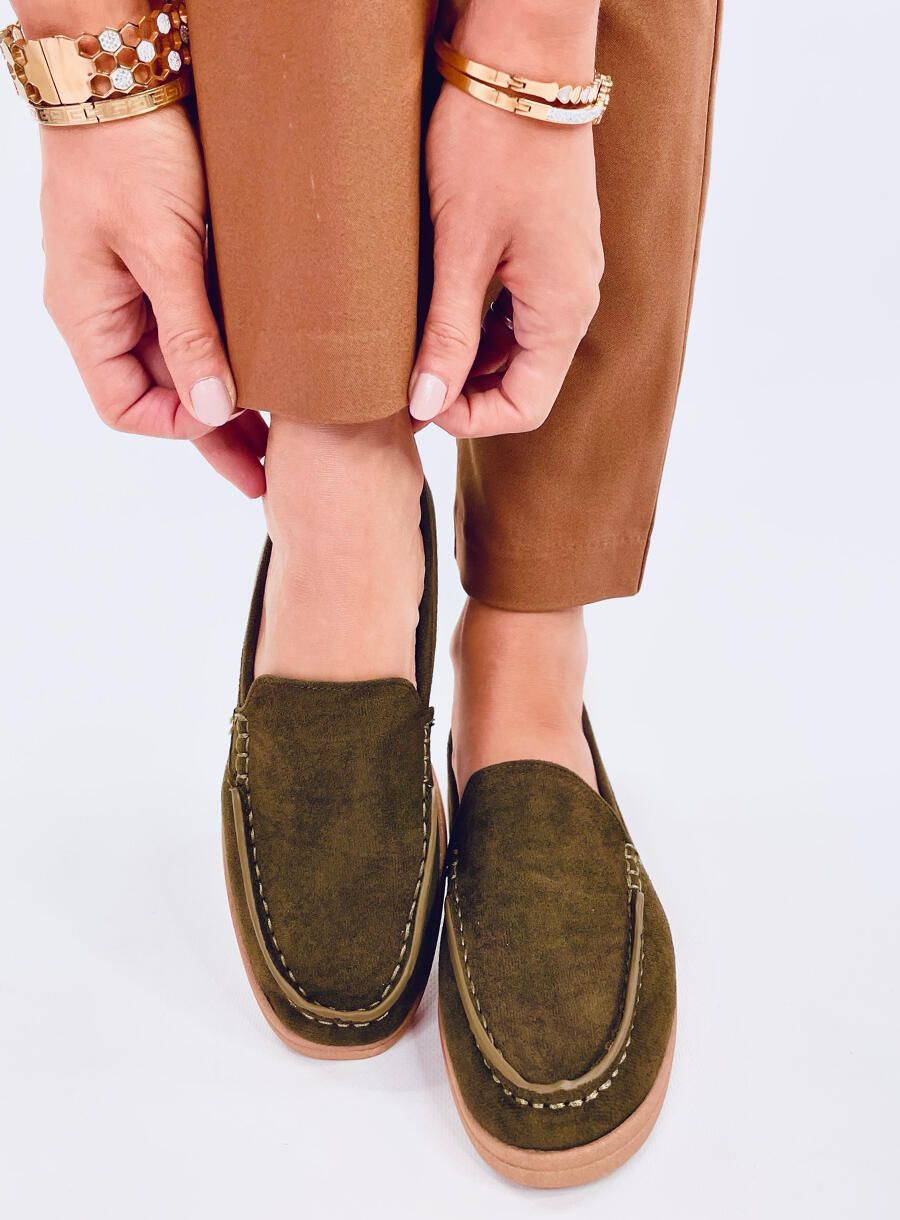 Extra weiche Damenmokassins Olivgrün