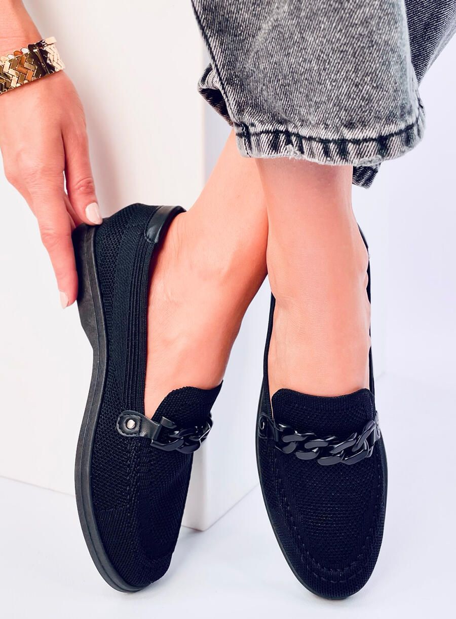 Mokassins aus perforiertem Material Schwarz