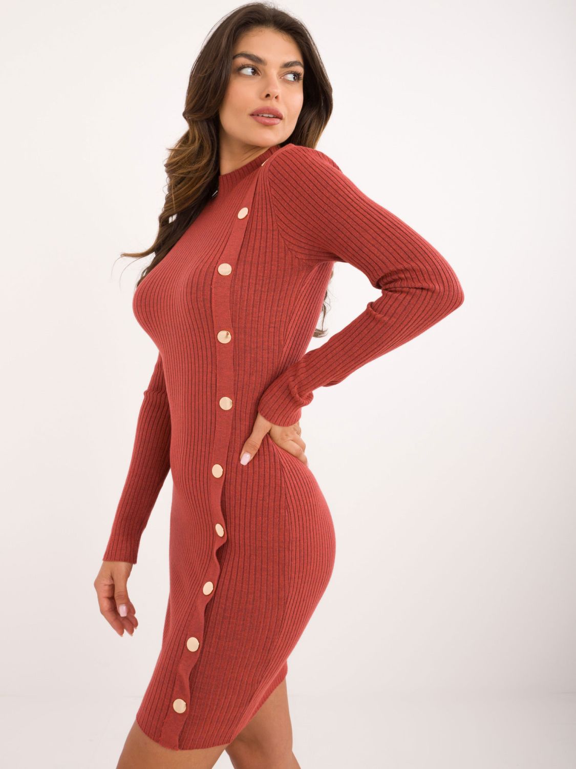 Stylisches langes Kleid in dunkelorange