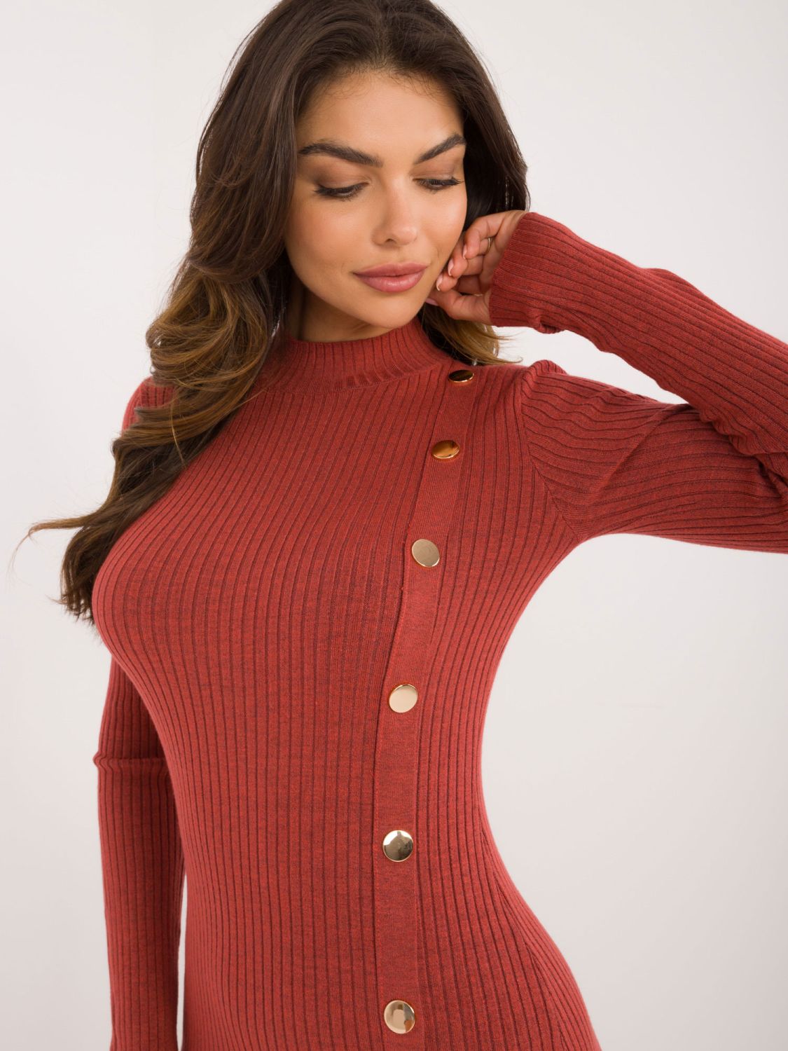 Stylisches langes Kleid in dunkelorange